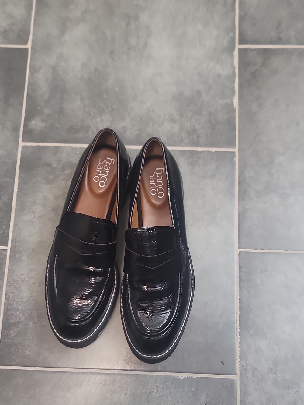 Franco Sarto Black Leather Penny Loafers
